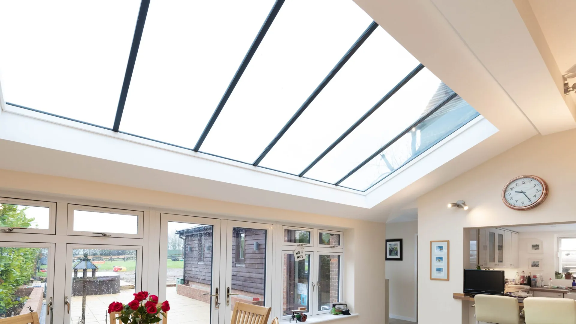 Glass skylight roof over a sunroom in the Lower Mainland